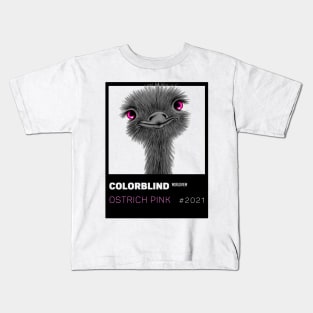 OSTRICH PINK - black card  by COLORBLIND WorldView Kids T-Shirt